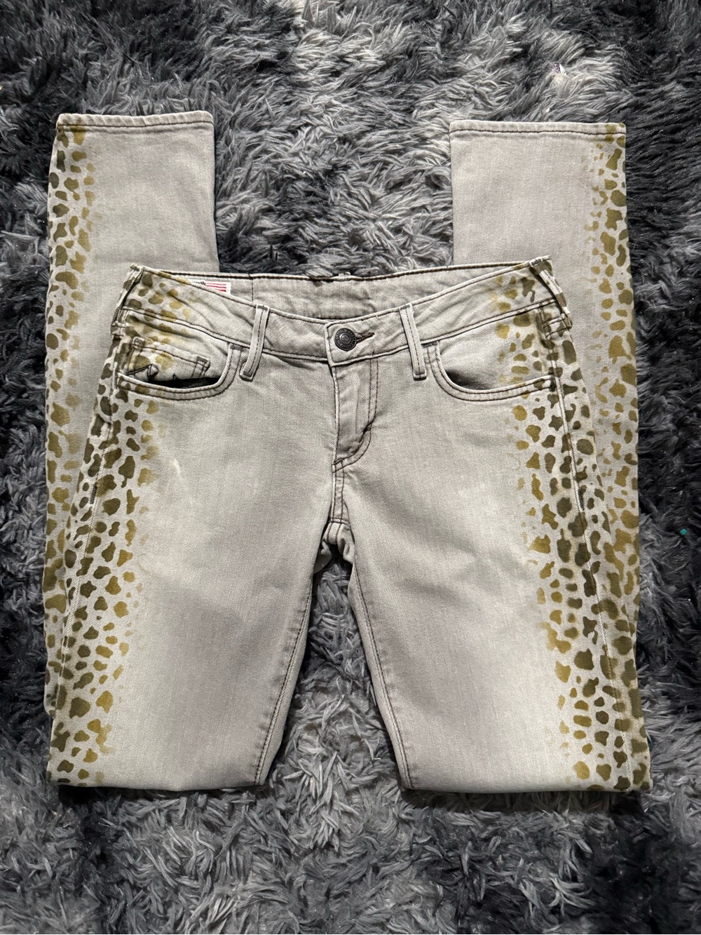 True Religion Jude Skinny Sand Drifter Leopard Jean's Women's - Picture 2 of 8